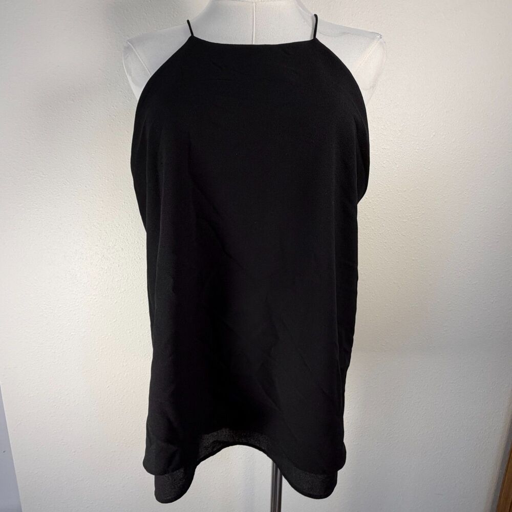 Paper Crane Black Halter Tank Top Women’s Small Flowy High Neck Sleeveless